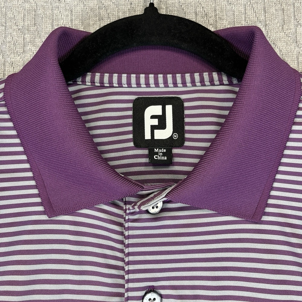 Footjoy performance Golf stretch Polo Dress Shirt Mens M striped sportswear